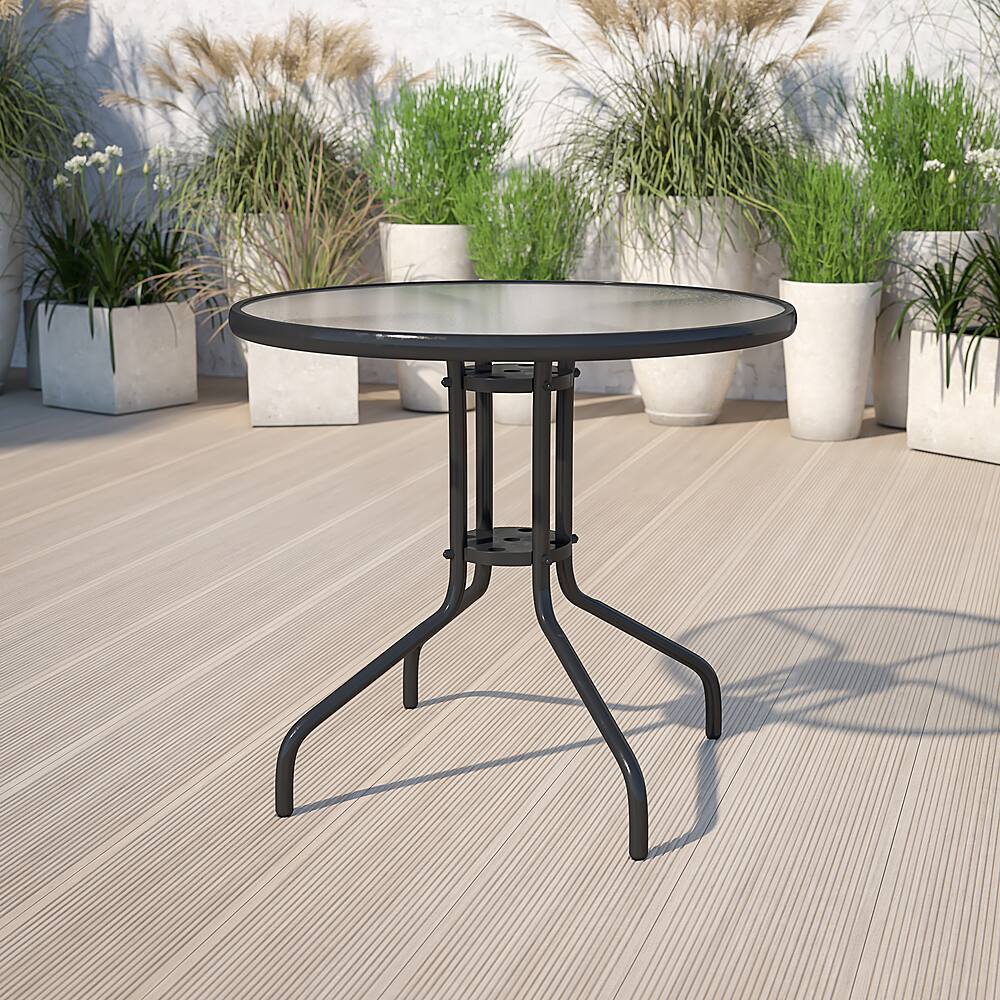 Alt View 11. Alamont Home - Bellamy Contemporary Patio Table - Clear/Black.