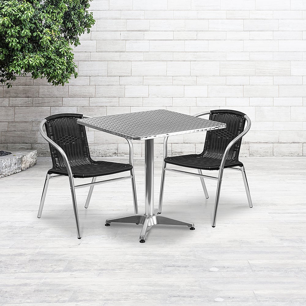 Flash Furniture – Lila Outdoor Square Contemporary Aluminum 3 Piece Patio Set – Black Sansujyuku sansujyuku.com