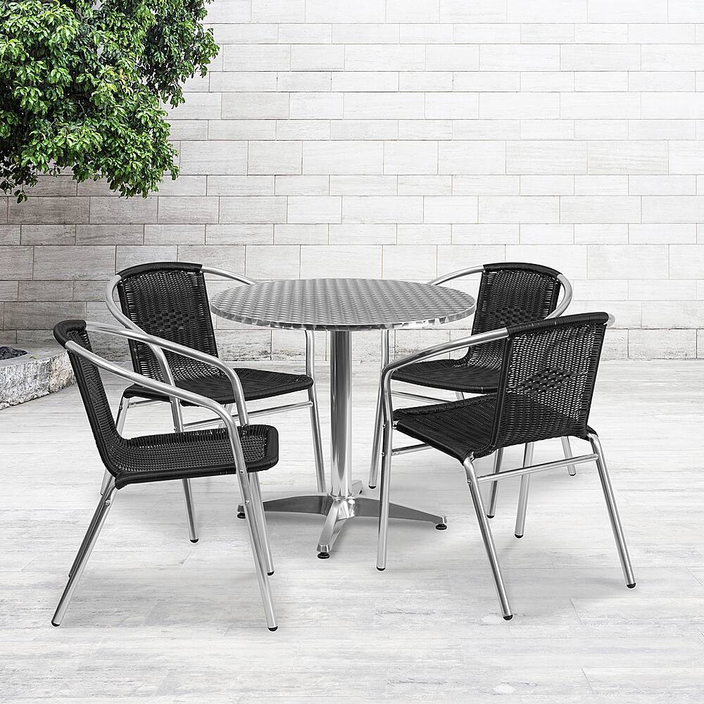 Alt View 11. Alamont Home - Lila Outdoor Round Contemporary Aluminum 5 Piece Patio Set - Black.