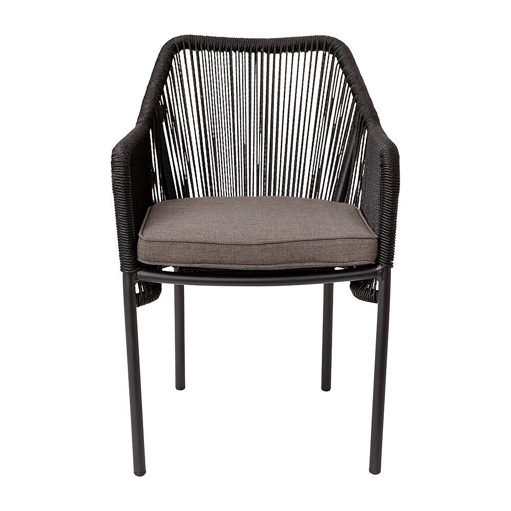 Alt View 11. Alamont Home - Kallie Woven Indoor/Outdoor Stacking Club Chairs in Black - Gray Cushions-Set of 2 - Black/Gray.