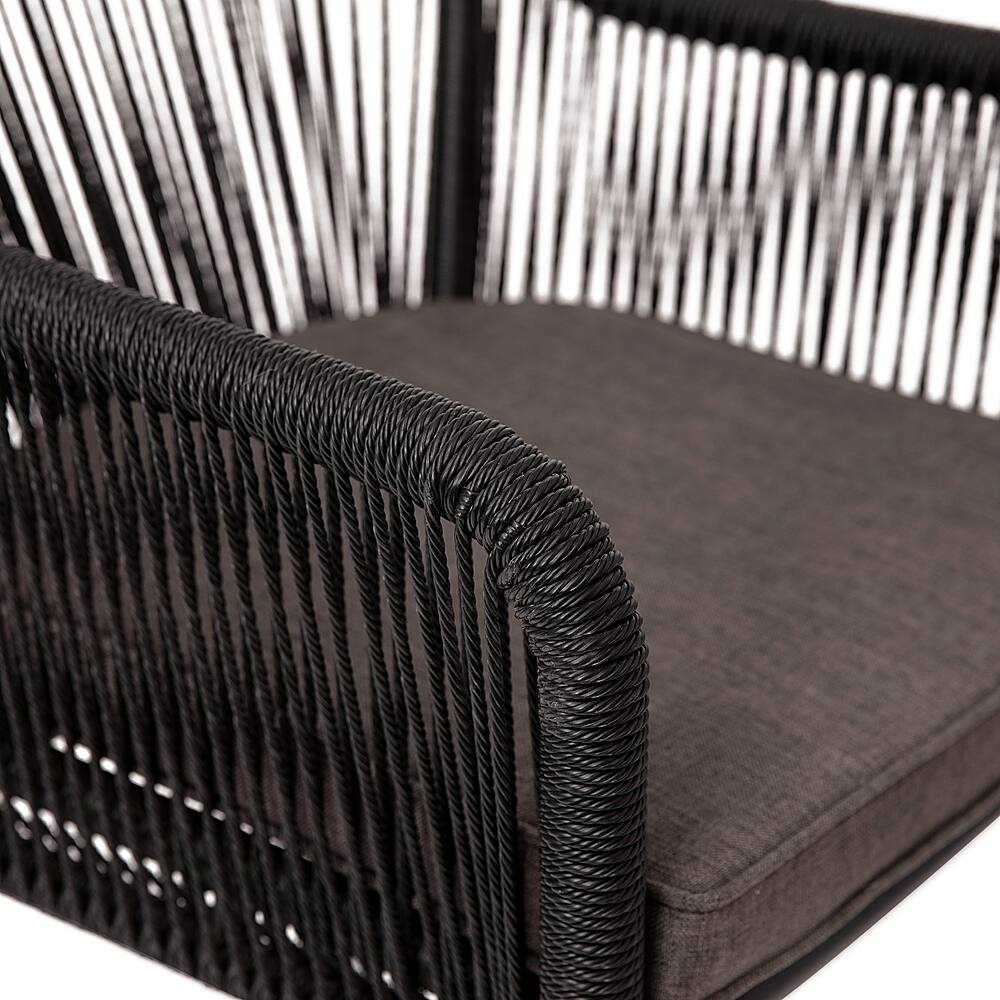 Alt View 18. Alamont Home - Kallie Woven Indoor/Outdoor Stacking Club Chairs in Black - Gray Cushions-Set of 2 - Black/Gray.
