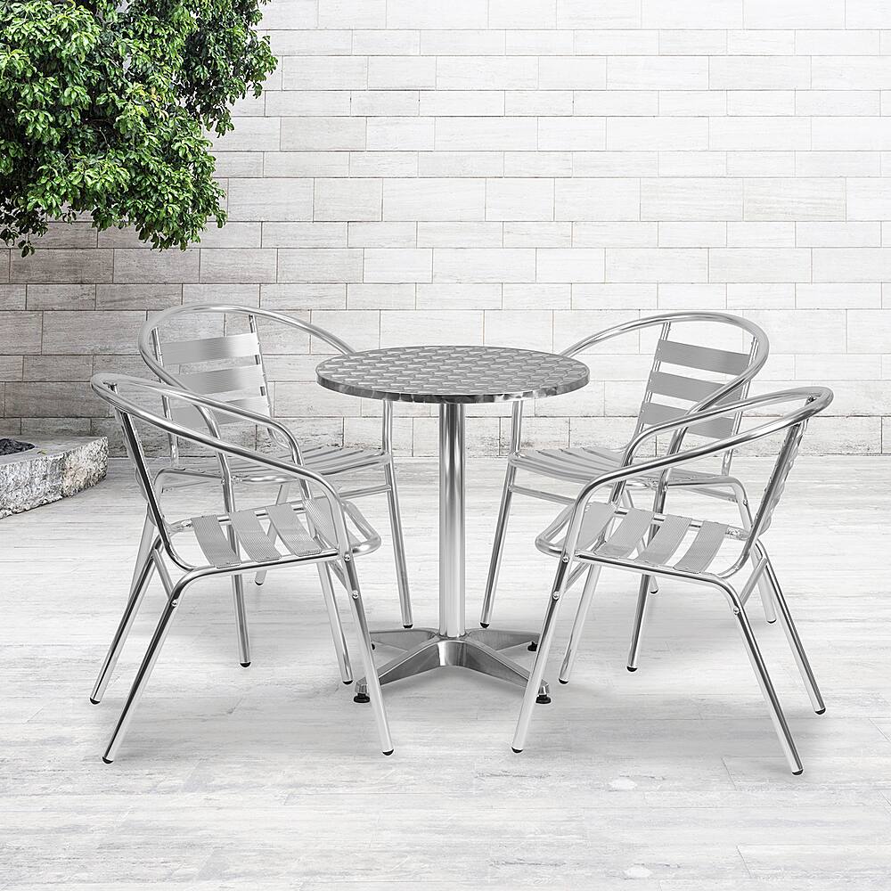 Alt View 11. Alamont Home - Lila Outdoor Round Contemporary Aluminum 5 Piece Patio Set - Aluminum.