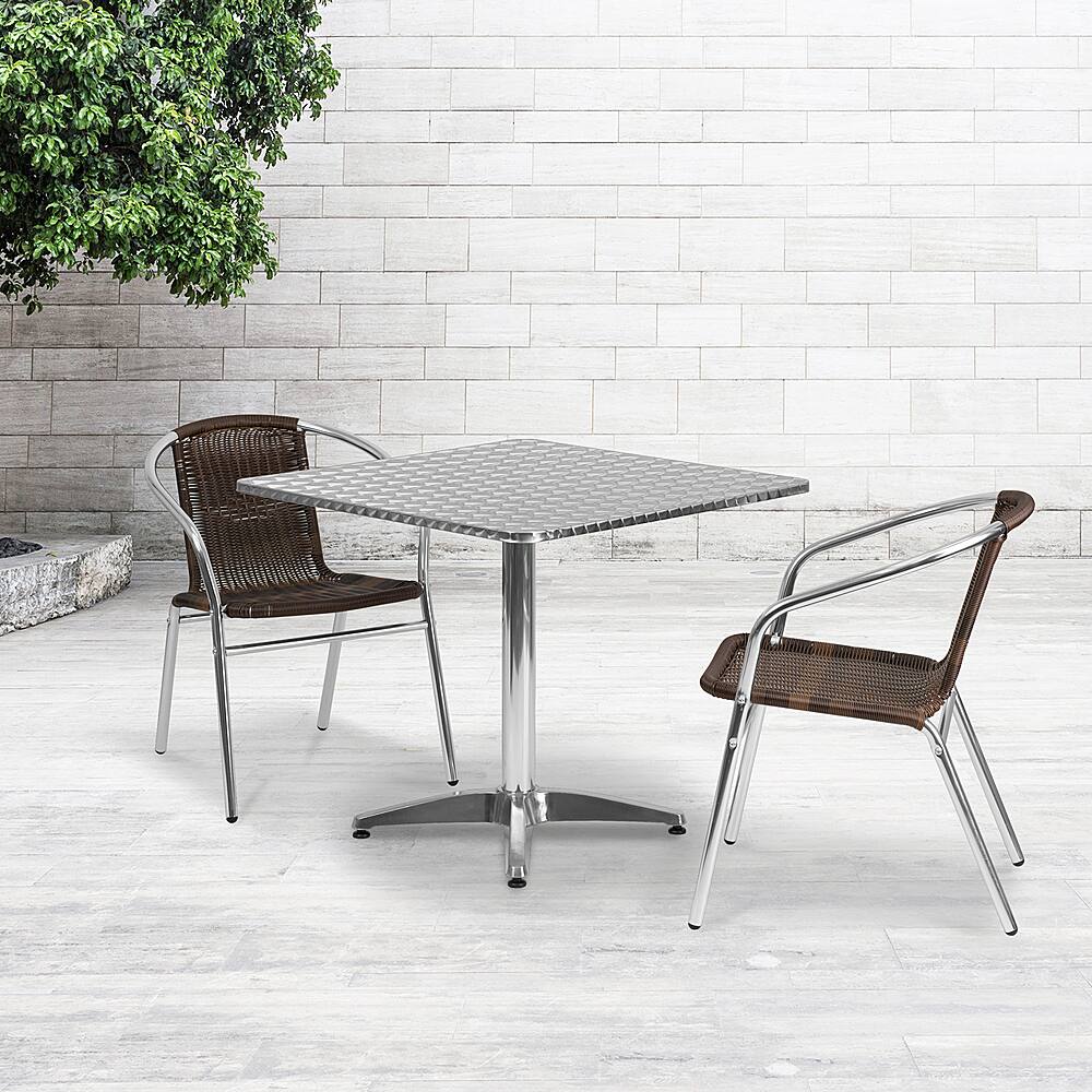 Alt View 11. Alamont Home - Lila Outdoor Square Contemporary Aluminum 3 Piece Patio Set - Dark Brown.