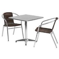Alamont Home - Lila Outdoor Square Contemporary Aluminum 3 Piece Patio Set - Dark Brown - Front_Zoom