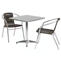 Alamont Home - Lila Outdoor Square Contemporary Aluminum 3 Piece Patio Set - Dark Brown - Front_Zoom
