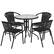 Front. Alamont Home - Lila Outdoor Round Contemporary Metal 5 Piece Patio Set - Clear Top/Black Rattan.