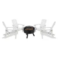 Alamont Home - Charlestown Adirondack Chairs and Fire Pit - White - Front_Zoom
