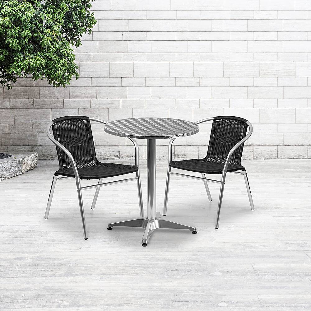 Alt View 11. Alamont Home - Lila Outdoor Round Contemporary Aluminum 3 Piece Patio Set - Black.