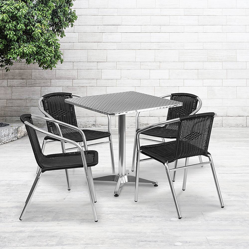 Alt View 11. Alamont Home - Lila Outdoor Square Contemporary Aluminum 5 Piece Patio Set - Black.