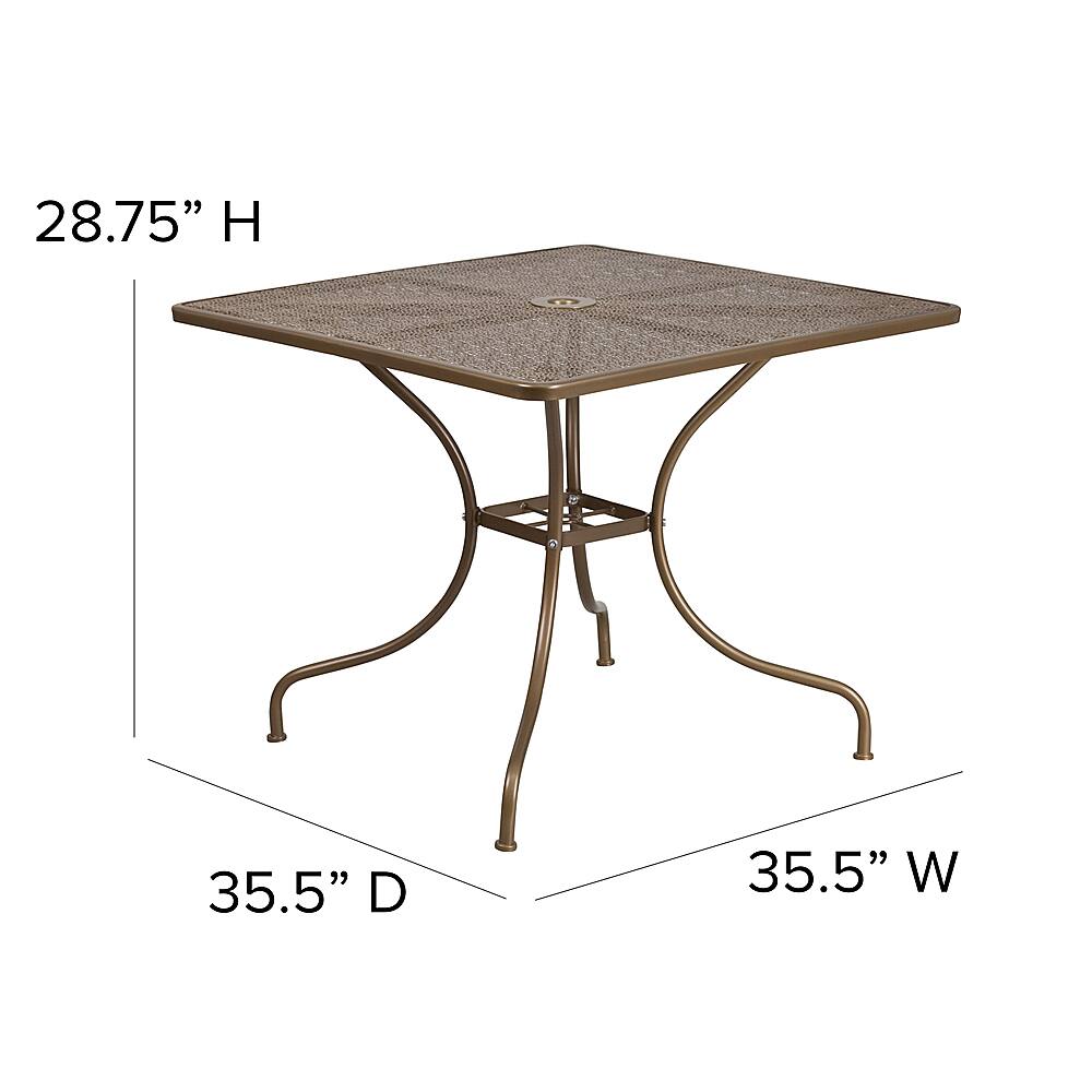 Alt View 12. Alamont Home - Oia Square Contemporary Patio Table - Gold - Gold.