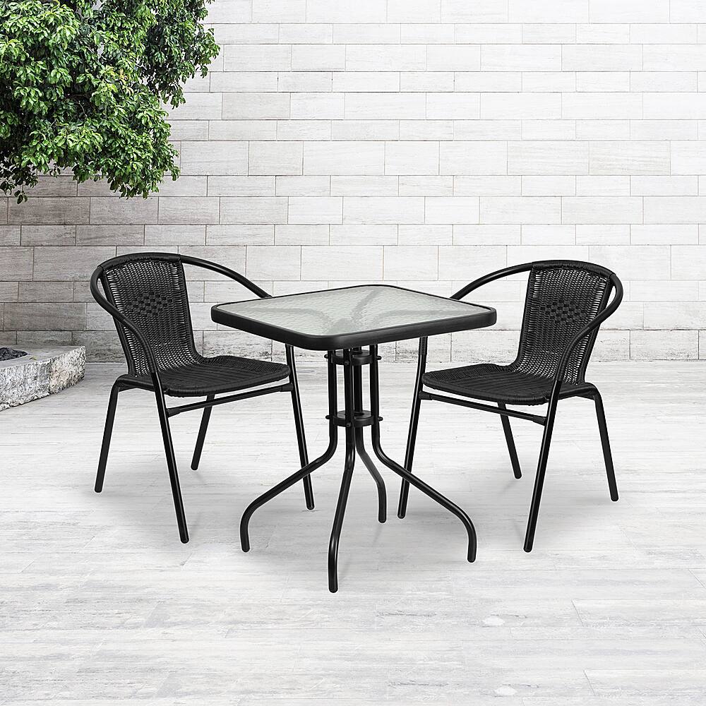 Alt View 11. Alamont Home - Lila Outdoor Square Contemporary Metal 3 Piece Patio Set - Clear/Black.