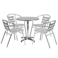 Alamont Home - Lila Outdoor Round Contemporary 5 Piece Patio Set - Aluminum - Front_Zoom