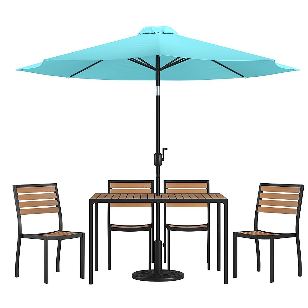 Alamont Home - Lark Outdoor Rectangle Modern 7 Piece Patio Set - Teal