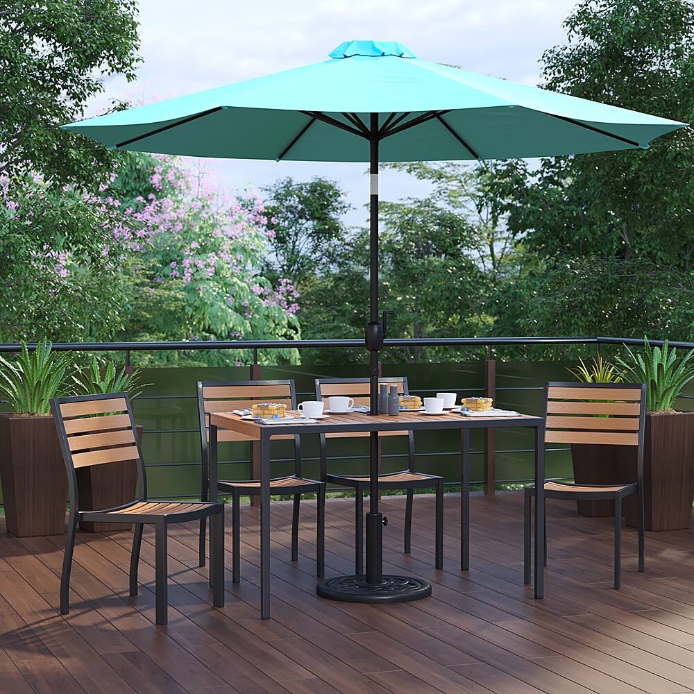 Alt View 12. Alamont Home - Lark Outdoor Rectangle Modern  7 Piece Patio Set - Teal.