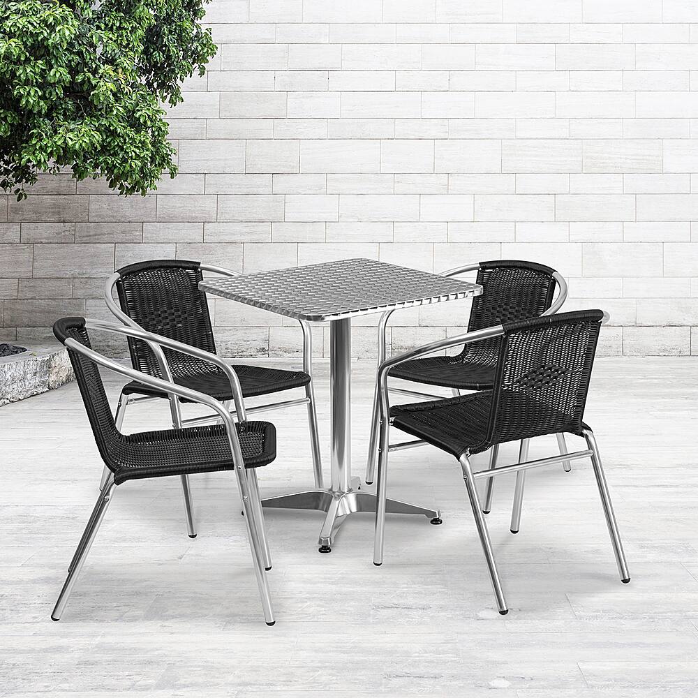 Alt View 11. Alamont Home - Lila Outdoor Square Contemporary Aluminum 5 Piece Patio Set - Black.