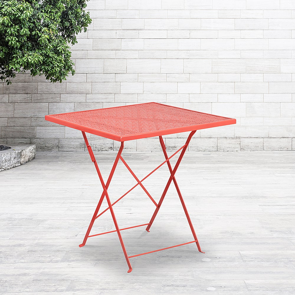 Alt View 11. Alamont Home - Oia Square Contemporary Patio Table - Coral - Coral.