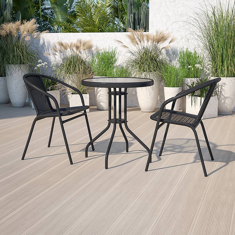 Alt View 11. Alamont Home - Lila Outdoor Round Contemporary Metal 3 Piece Patio Set - Clear/Black.