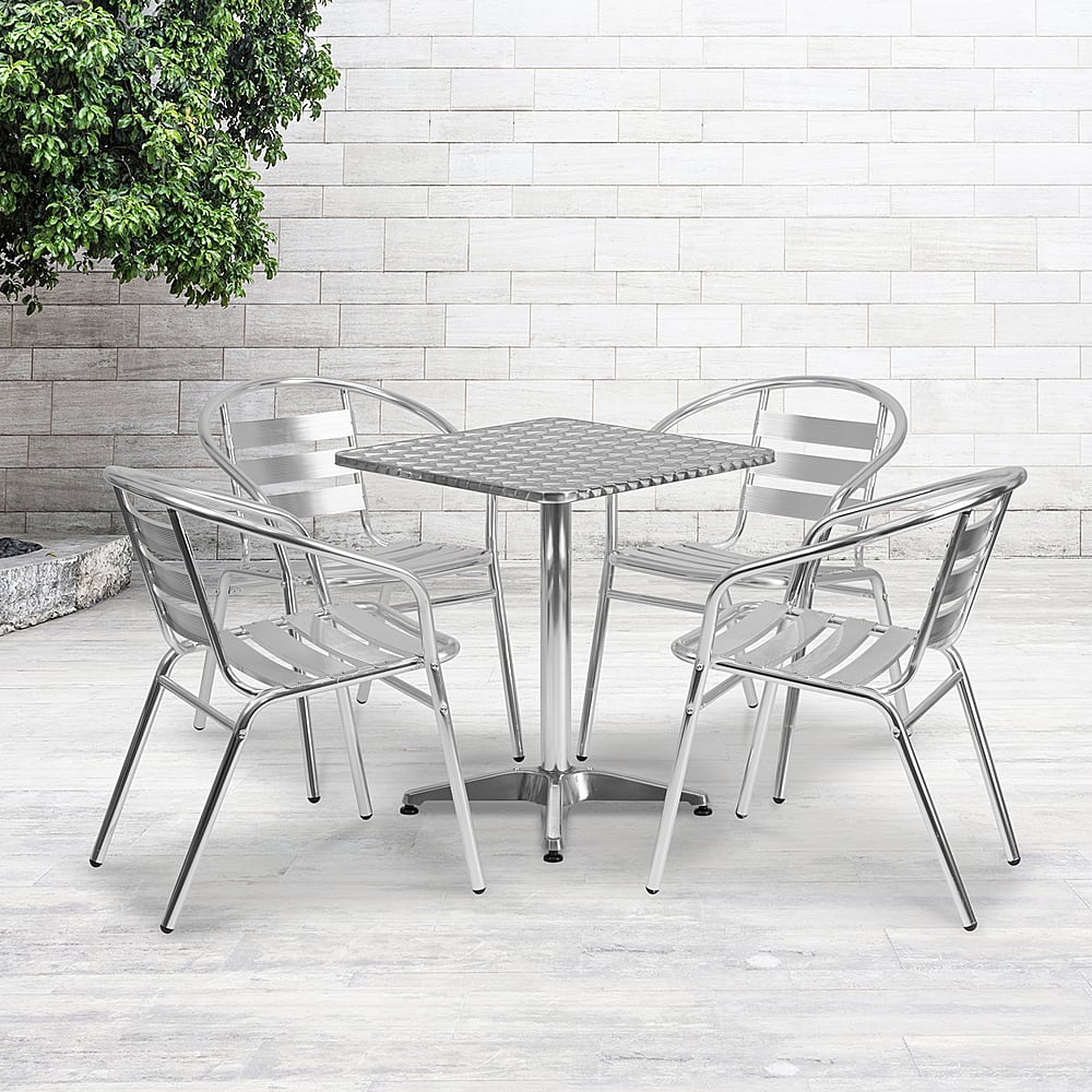 Flash Furniture – Lila Outdoor Square Contemporary 5 Piece Patio Set – Aluminum Sansujyuku sansujyuku.com