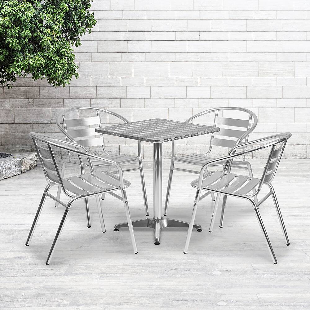 Alt View 11. Alamont Home - Lila Outdoor Square Contemporary Aluminum 5 Piece Patio Set - Aluminum.