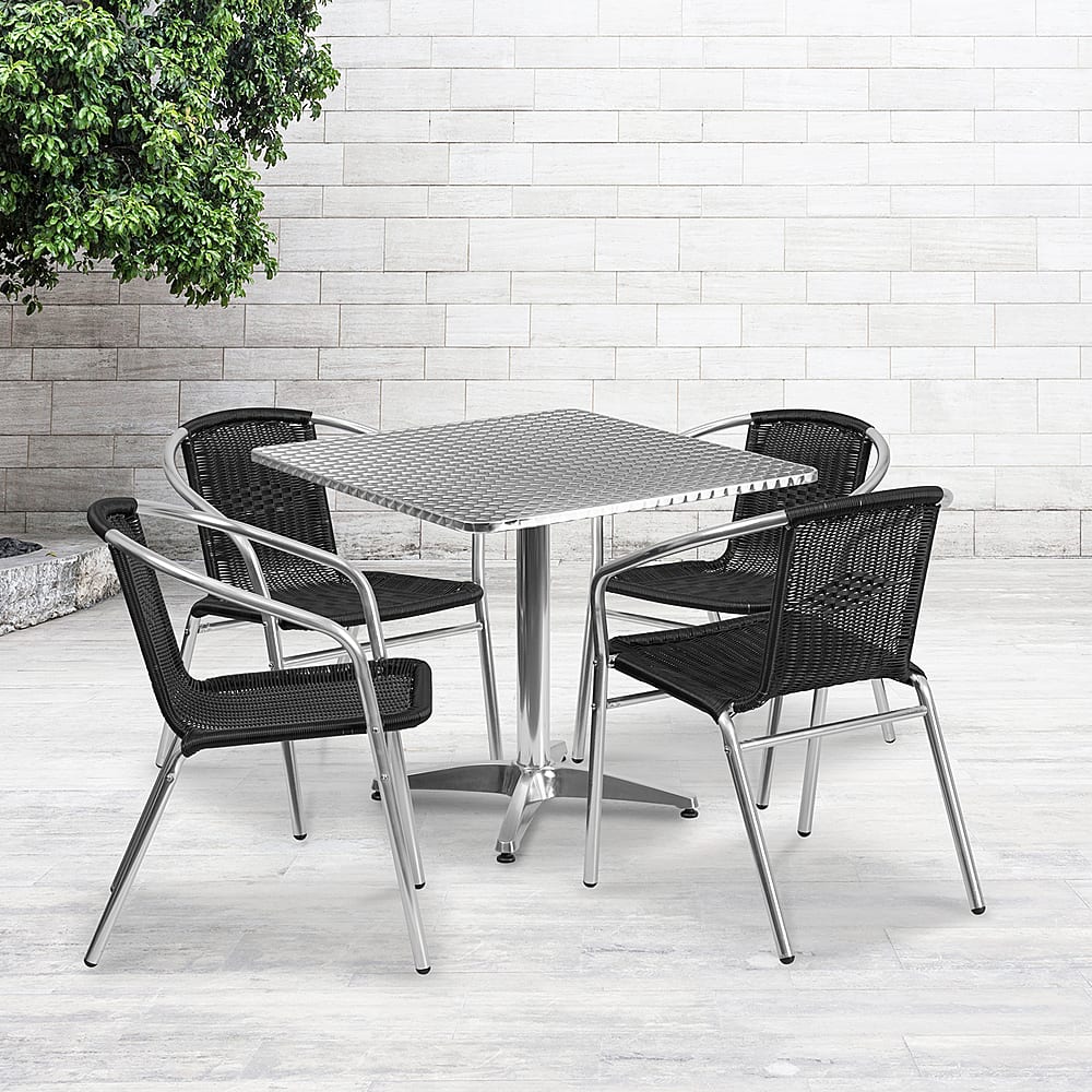 Alt View 11. Alamont Home - Lila Outdoor Square Contemporary Aluminum 5 Piece Patio Set - Black.