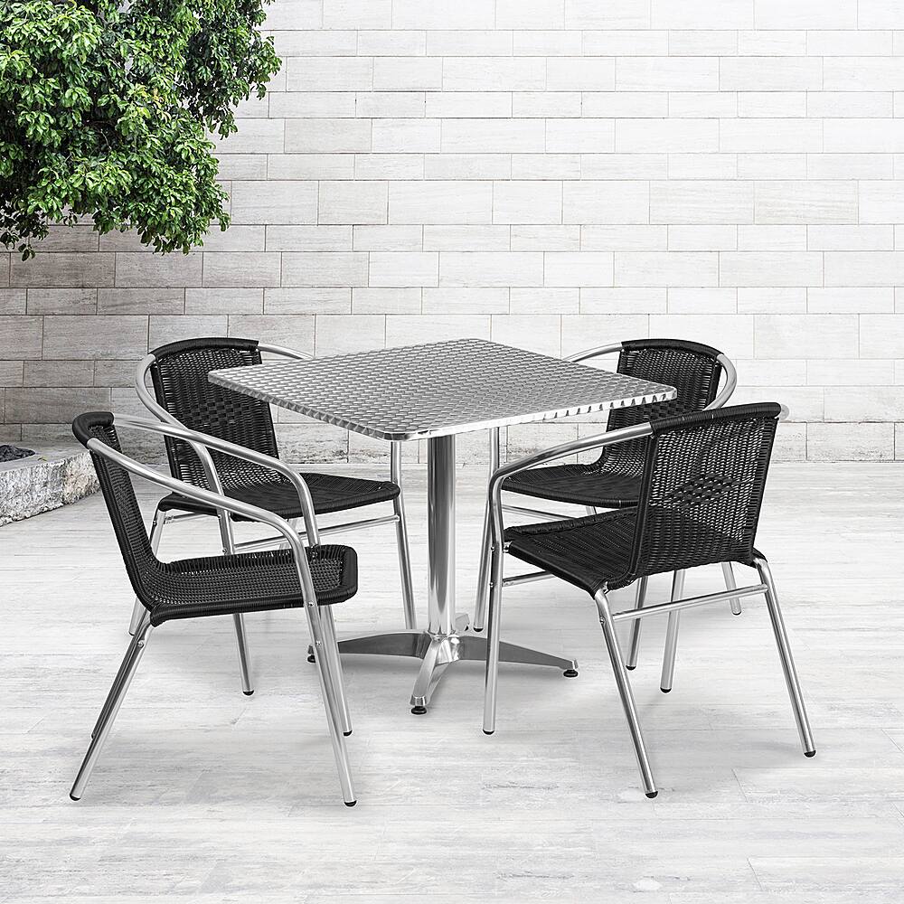 Alt View 11. Alamont Home - Lila Outdoor Square Contemporary Aluminum 5 Piece Patio Set - Black.