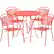 Front. Alamont Home - Oia Outdoor Round Contemporary Metal 5 Piece Patio Set - Coral.