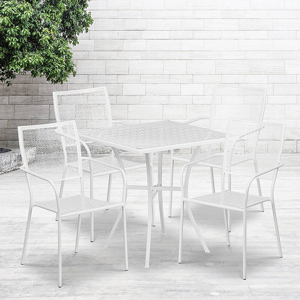 Alt View 11. Alamont Home - Oia Outdoor Square Contemporary Metal 5 Piece Patio Set - White.