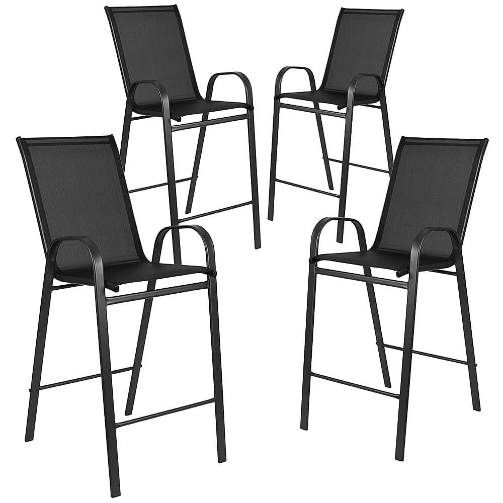 Alamont Home - Brazos Modern Fabric Patio Barstool (set of 4) - Black - Front_Zoom