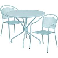 Alamont Home - Oia Outdoor Round Contemporary Metal 3 Piece Patio Set - Sky Blue - Front_Zoom
