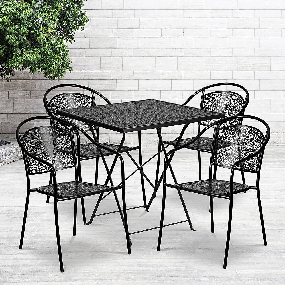 Alt View 11. Alamont Home - Oia Outdoor Square Contemporary Metal 5 Piece Patio Set - Black.