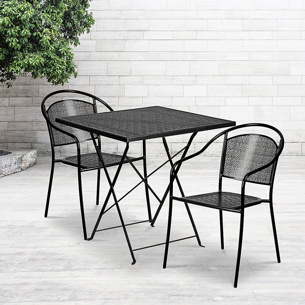 Alt View 11. Alamont Home - Oia Outdoor Square Contemporary Metal 3 Piece Patio Set - Black.
