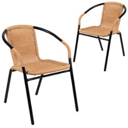 Flash Furniture - Lila Patio Chair (set of 2) - Beige - Front_Zoom