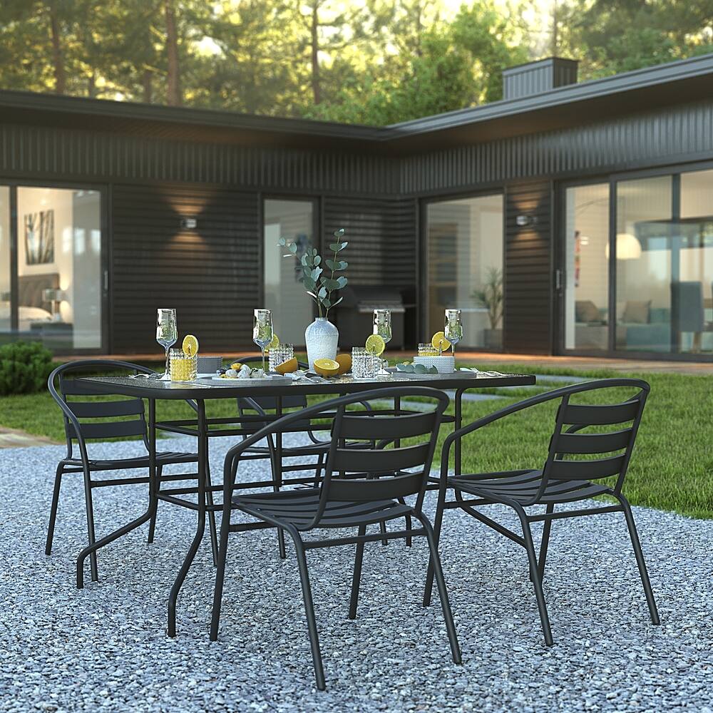 Alt View 11. Alamont Home - Lila Outdoor Rectangle Contemporary  5 Piece Patio Set - Black.
