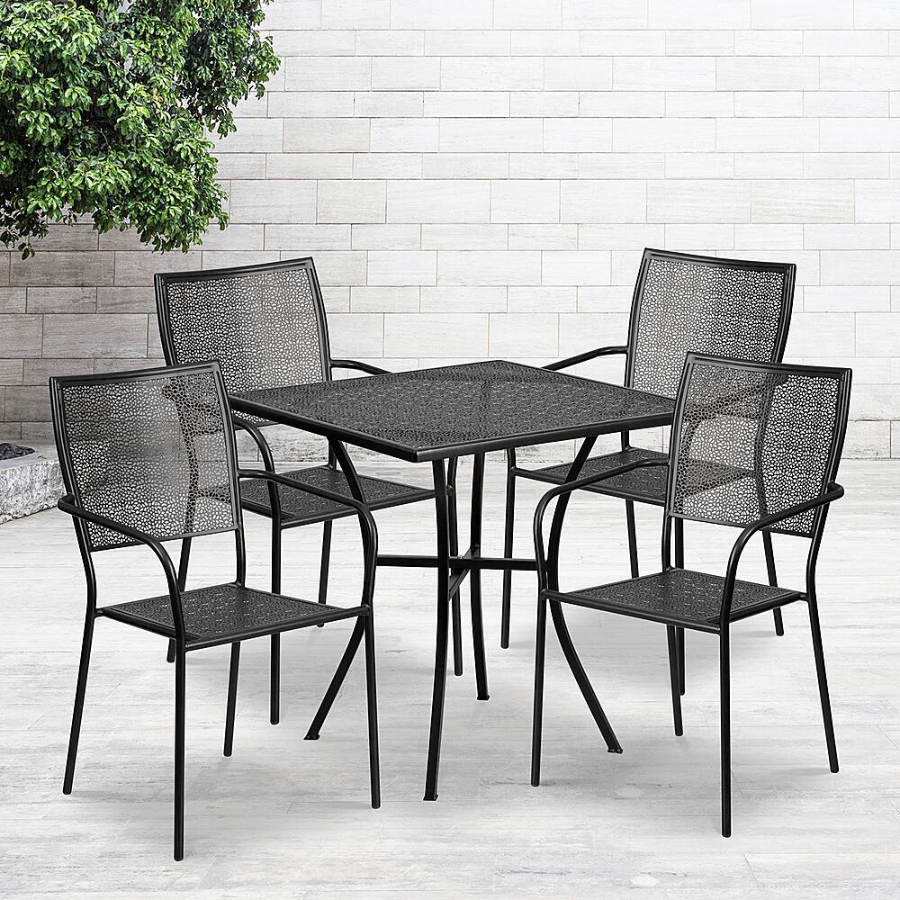 Alt View 11. Alamont Home - Oia Outdoor Square Contemporary Metal 5 Piece Patio Set - Black.