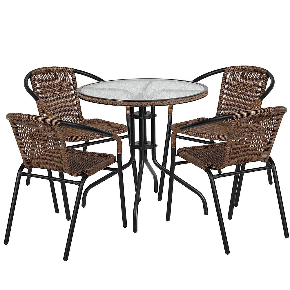 Clear Top/Dark Brown Rattan