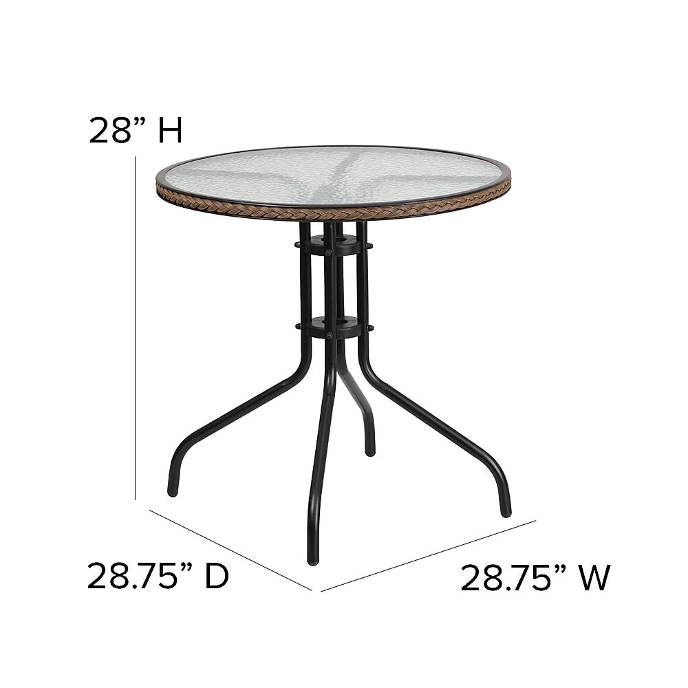 Alt View 12. Alamont Home - Lila Outdoor Round Contemporary Metal 5 Piece Patio Set - Clear Top/Dark Brown Rattan.
