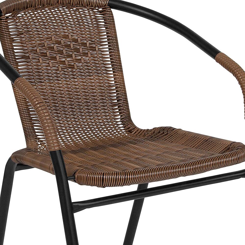 Alt View 13. Alamont Home - Lila Outdoor Round Contemporary Metal 5 Piece Patio Set - Clear Top/Dark Brown Rattan.