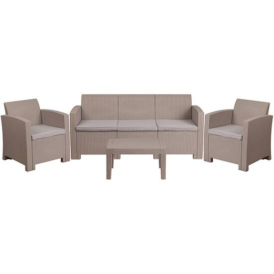 Flash Furniture Seneca Outdoor Contemporary Resin 4 Piece Patio