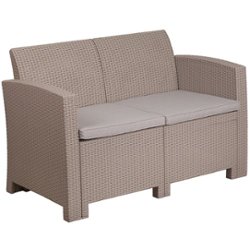Flash Furniture - Seneca Patio Lounge Loveseat - Light Gray - Front_Zoom
