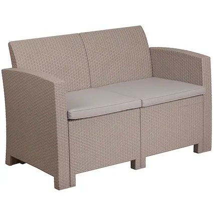 Front. Alamont Home - Seneca Patio Lounge Loveseat - Light Gray.
