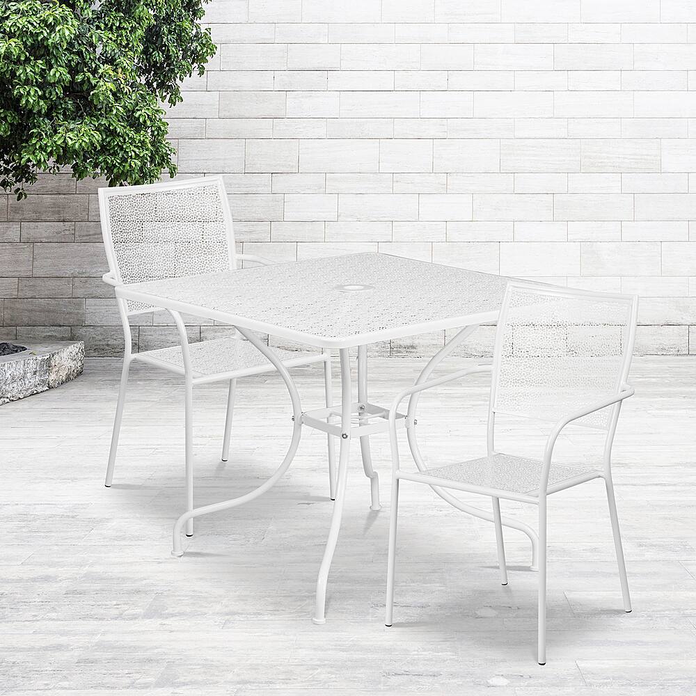 Alt View 11. Alamont Home - Oia Outdoor Square Contemporary Metal 3 Piece Patio Set - White.