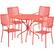 Front. Alamont Home - Oia Outdoor Round Contemporary Metal 5 Piece Patio Set - Coral.