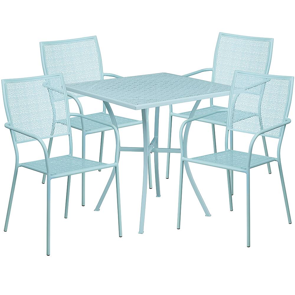 Alamont Home - Oia Outdoor Square Contemporary Metal 5 Piece Patio Set - Sky Blue - Front_Zoom