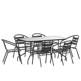 Alamont Home - Lila Outdoor Rectangle Contemporary 7 Piece Patio Set - Black