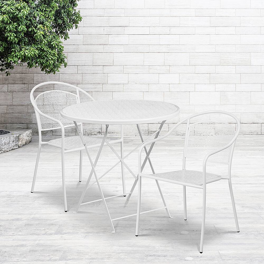 Alt View 11. Alamont Home - Oia Outdoor Round Contemporary Metal 3 Piece Patio Set - White.