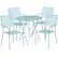 Front. Alamont Home - Oia Outdoor Round Contemporary Metal 5 Piece Patio Set - Sky Blue.