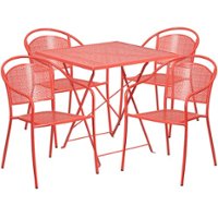 Alamont Home - Oia Outdoor Square Contemporary Metal 5 Piece Patio Set - Coral - Front_Zoom