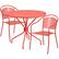 Front. Alamont Home - Oia Outdoor Round Contemporary Metal 3 Piece Patio Set - Coral.