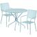 Front. Alamont Home - Oia Outdoor Round Contemporary Metal 3 Piece Patio Set - Sky Blue.