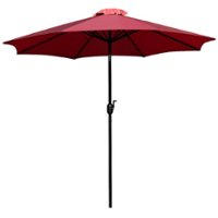 Flash Furniture - Kona Red 9 FT Round Umbrella - 1.5" Diameter Aluminum Pole - Crank and Tilt Function - Red - Front_Zoom